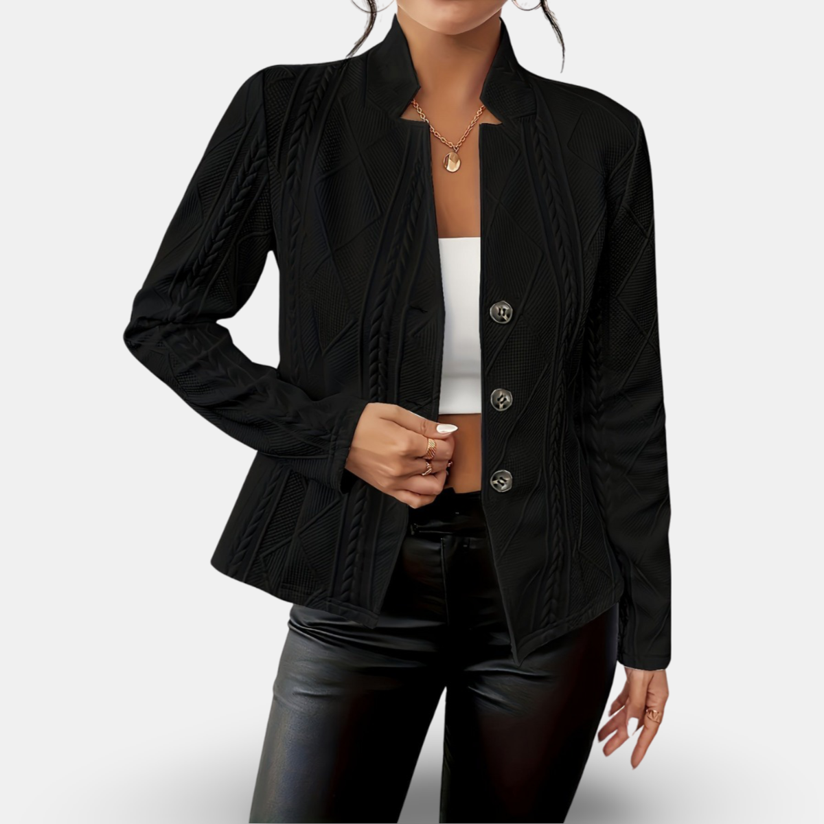 Rayna | Elegant Tailored Cardigan Black