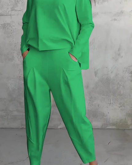 Tara | Women Casual Long Sleeve Suit Green Outfit Sets