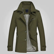Men's Wool-Blend Trench Coat Green Coat