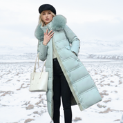 Luxurious Winter Jacket for Women Green fur collar jacket
