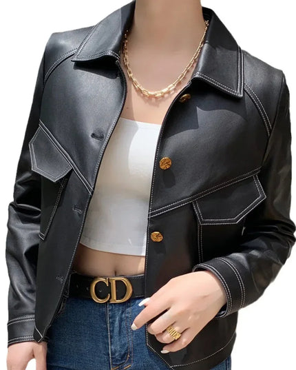 Women's Vintage Genuine Leather Jacket Black Leather Jacket