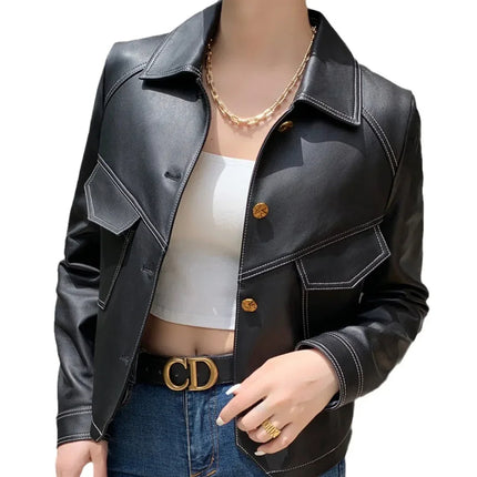Women's Vintage Genuine Leather Jacket Black Leather Jacket