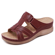 Leather Orthopedic Sandals Wine Red Orthopedic Sandals