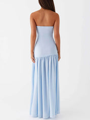 Exquisite Backless Pleats Strapless Maxi Dress Dresses