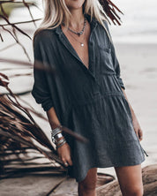 Dalia | Chic shirt dress in cotton blend Black Dresses