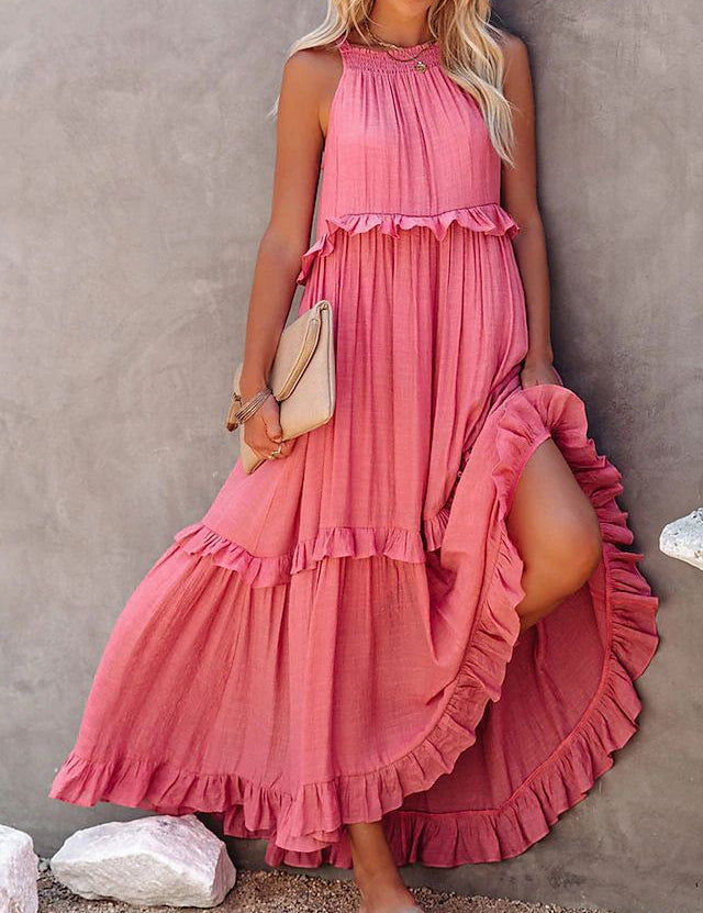 Classic Summer Maxi Dress Pink Dresses