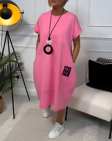 Ivy | Stylish Short-Sleeve Casual Dress Pink Dresses
