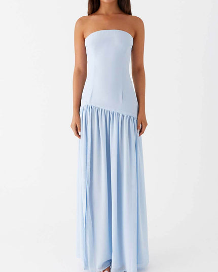 Exquisite Backless Pleats Strapless Maxi Dress Dresses