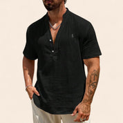 Luxury Linen Summer Shirt Black Men Shirts
