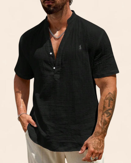 Luxury Linen Summer Shirt Black Men Shirts