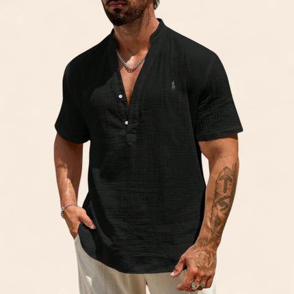 Luxury Linen Summer Shirt Black Men Shirts