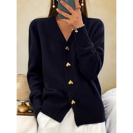 Cleo | Flattering Button-Up Cardigan Black Cardigan