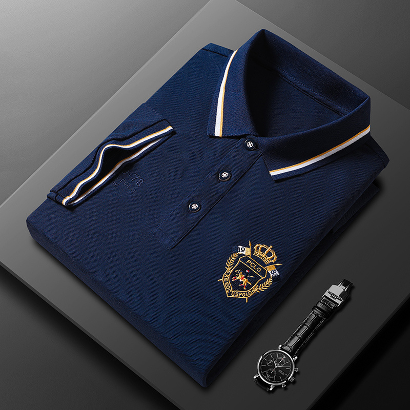 Men's Signature Stitched Luxury Polo Shirt Dark blue Polo Shirts