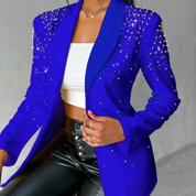 Women's Pearl-Embellished Tailored Blazer Blue Blazer