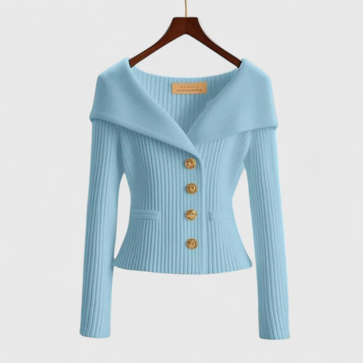 Elegant Colorful Knit Cardigan Sky Blue Cardigan