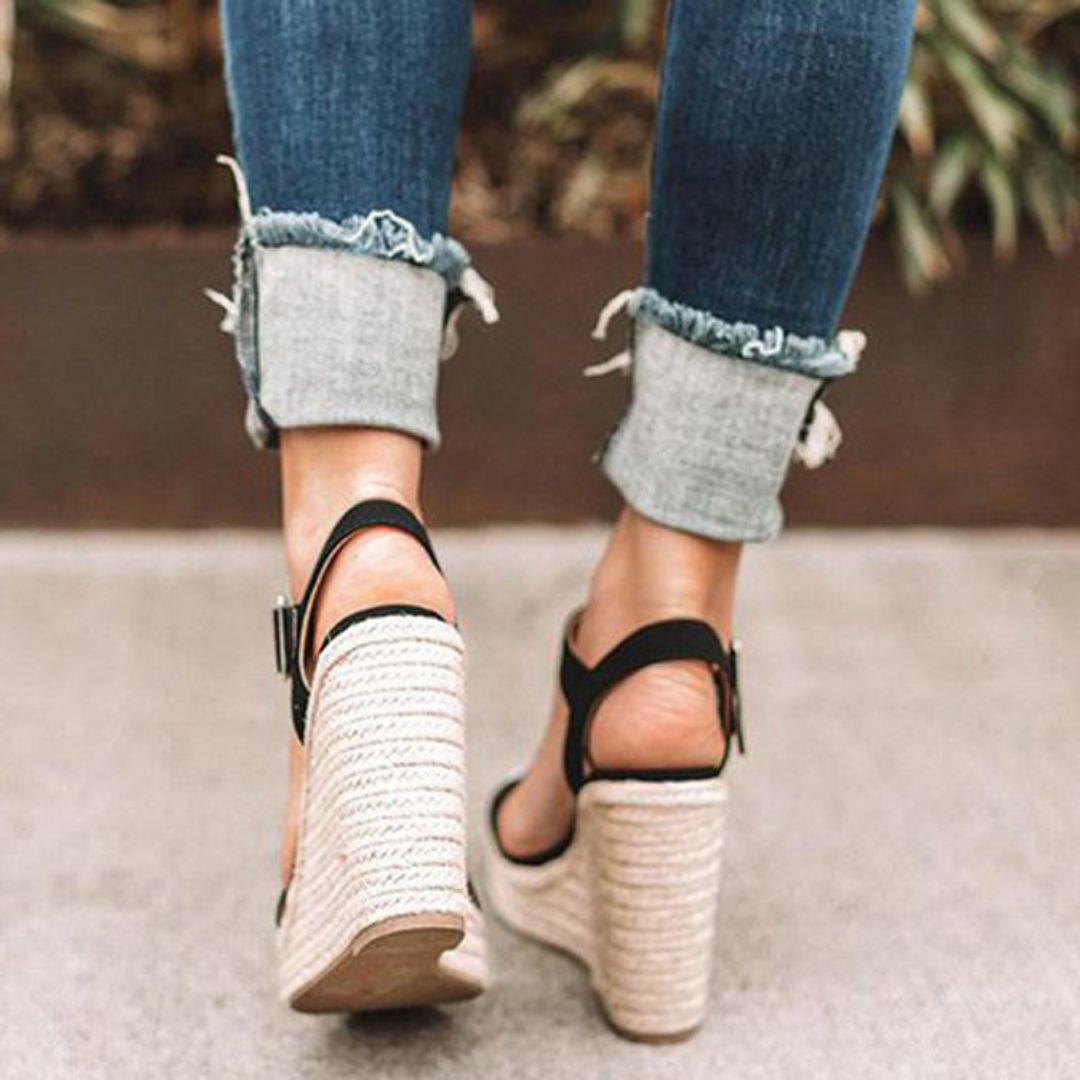 Summer Bliss Fiora Elegant Wedge Sandals with Strap Orthopedic Sandals