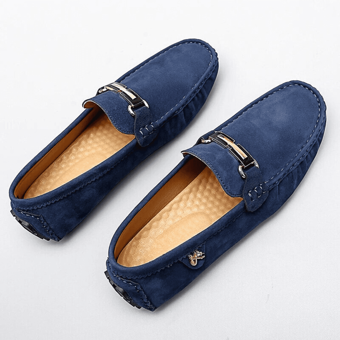Flynn | Luxury suede loafers Blue shoes