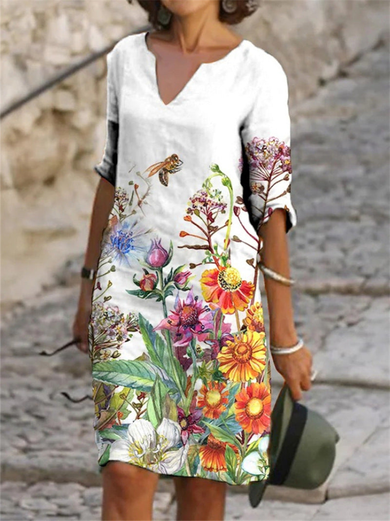 Flora™ - Charming floral linen dress for women 05 Dress