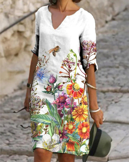 Flora™ - Charming floral linen dress for women 05 Dress
