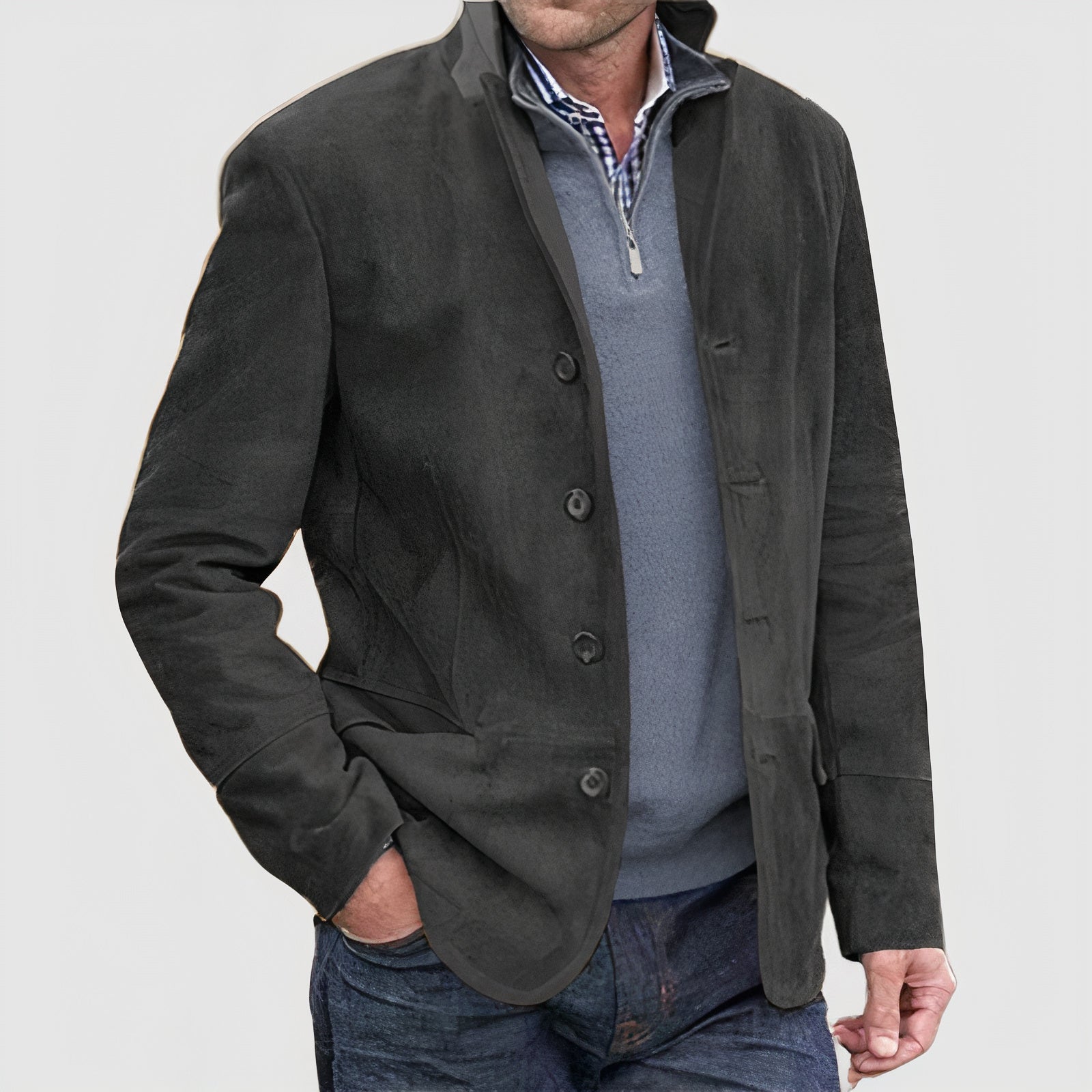 Men's Casual Button Blazer Coat Gray Blazer