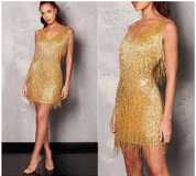 LookHot - V-Neck Slip Dress Gold kleid