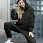Ultra-Soft Teddy Fleece Lounge Set Black Loungewear