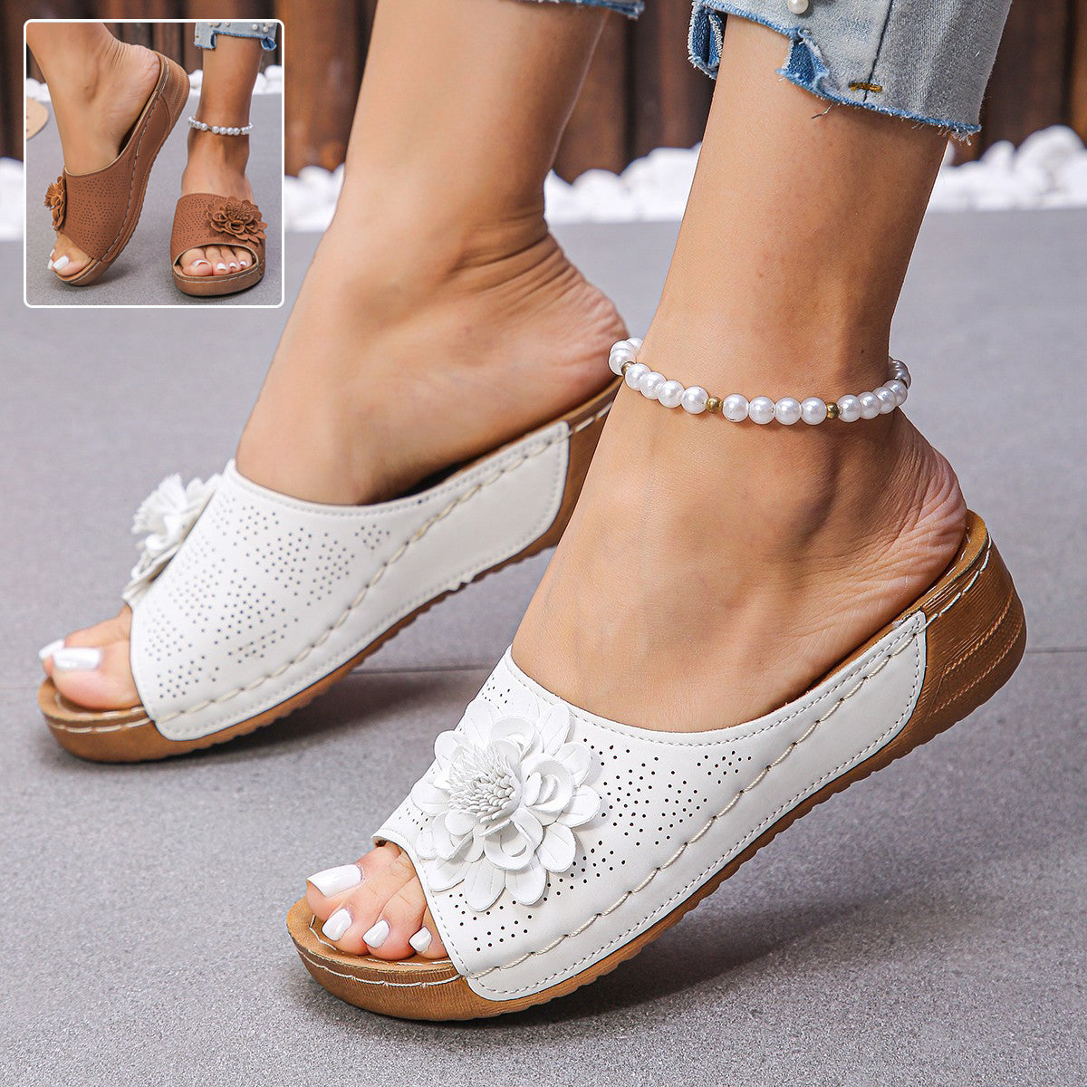 Women's Flower Wedge Sandals Sandals