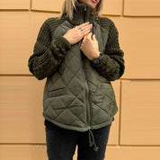 Winter Zip-Up Knit Stitch Jacket Army Green Winter Puffer Jacket