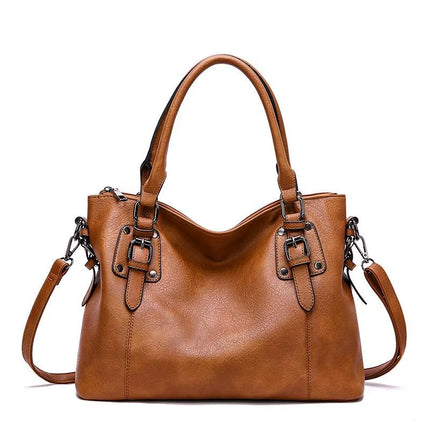 Shiena | Elegant Leather Shoulder Bag Brown Shoulder Bags