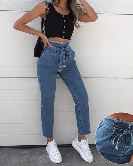 High-Waisted Washed Pencil Pants Pants