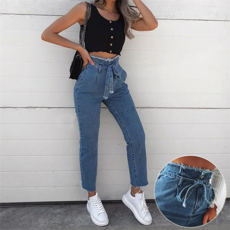 High-Waisted Washed Pencil Pants Pants