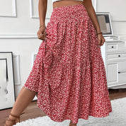 Women's Boho Floral Maxi Skirt Red Skirts