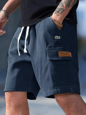 Men’s Loose Striped Casual All-Match Shorts Navy Blue Shorts