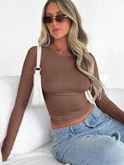 Riley Relaxed Crop Tee Coffee Brown