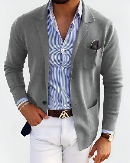 Breathable Summer Knit Blazer Gray Blazer