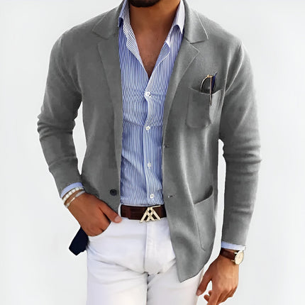 Breathable Summer Knit Blazer Gray Blazer