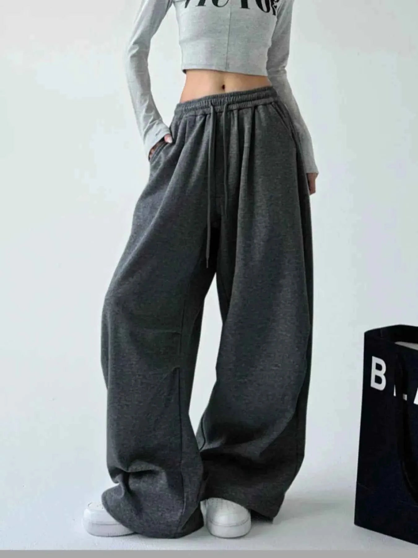 Oversized Wide Leg Drawstring Pants