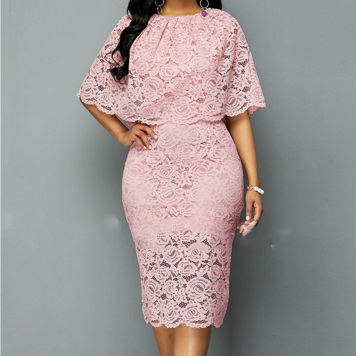 Women's Plus Size African Lace Maxi Dress Dress