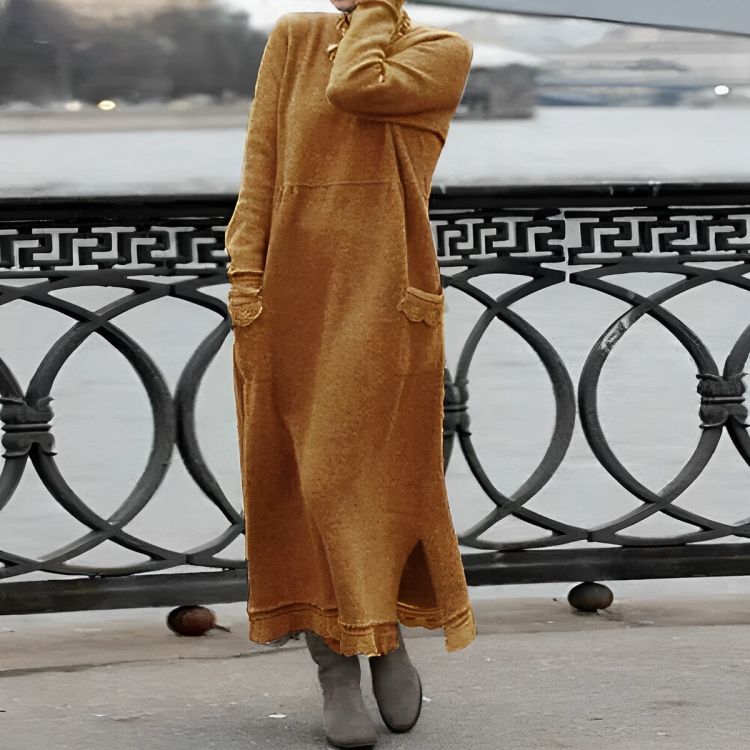 Ediva | Stylish Autumn Dress Orange S Dresses