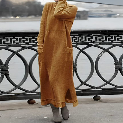 Ediva | Stylish Autumn Dress Orange S Dresses