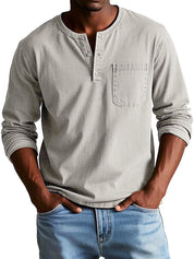 Timeless Long Sleeve Henley Shirt Cream Men Shirts