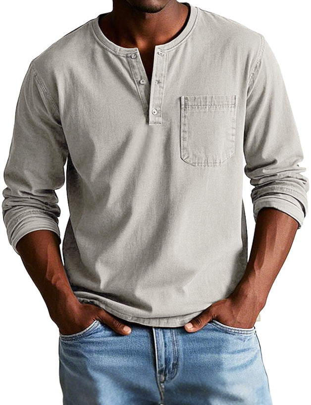 Timeless Long Sleeve Henley Shirt Cream Men Shirts