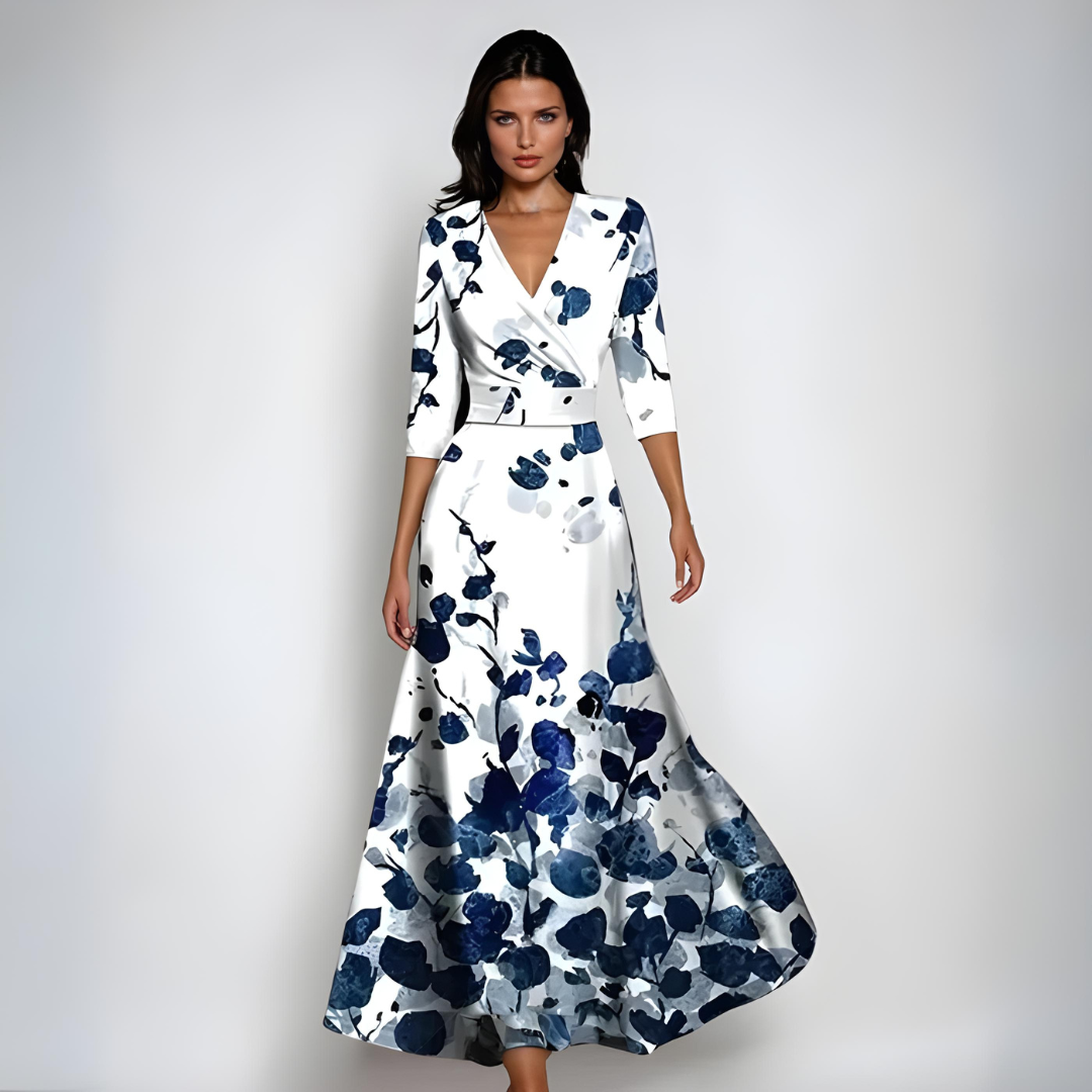 Emily | Luxury Flower Dress White Blue Dresses