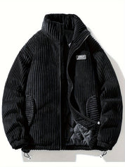 Wide Wale Corduroy Quilted Jacket Black Jacket