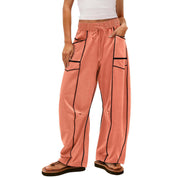Y2K Striped Wide Leg Pants Women’s Drawstring Trousers Coral Women Pants