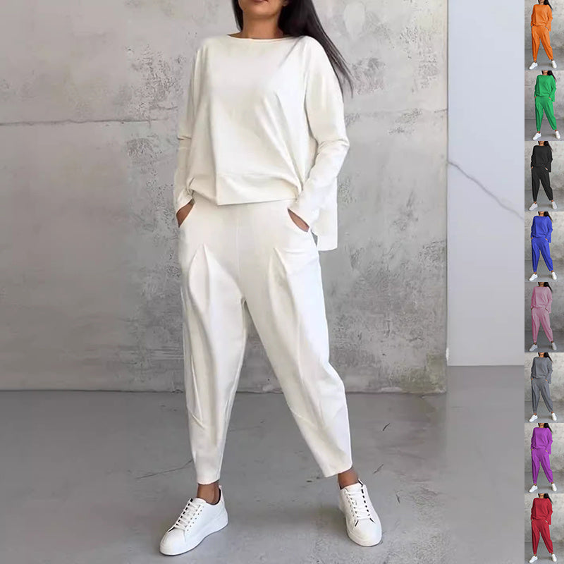 Women's Irregular Long-Sleeve Top & Harem Pants Set set