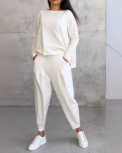 Women's Irregular Long-Sleeve Top & Harem Pants Set set