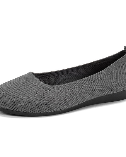 Women's Round Toe Knit Mesh Slip-On Flats Sandals