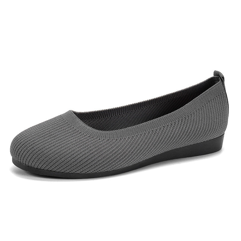Women's Round Toe Knit Mesh Slip-On Flats Sandals