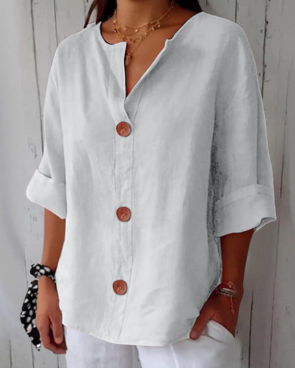 Coastal Linen Blouse – Lightweight Breathable Linen Shirt White Blouses